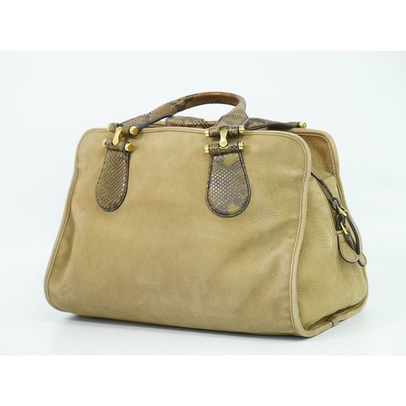 Gucci Python Leather Handbag Beige - Picture 2 of 9